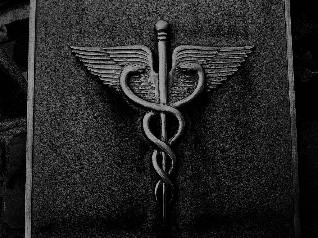 Caduceus Medical Symbol Gray Border Wallpaper