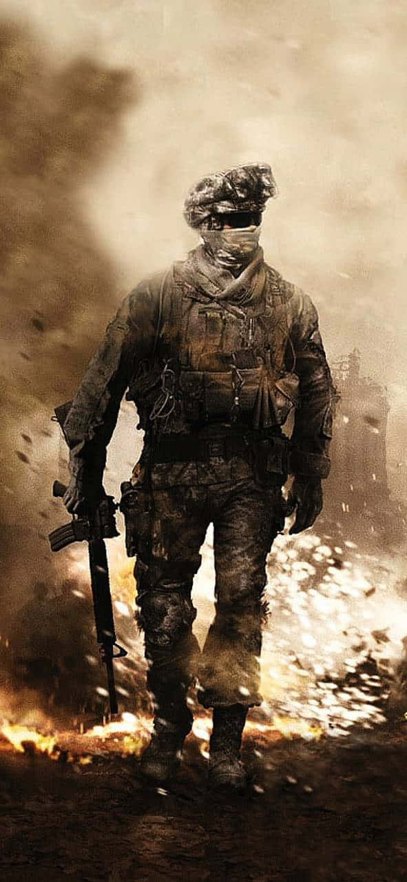Call Of Duty Modern Warfare Soldier In Battlefield Iphone Wallpaper