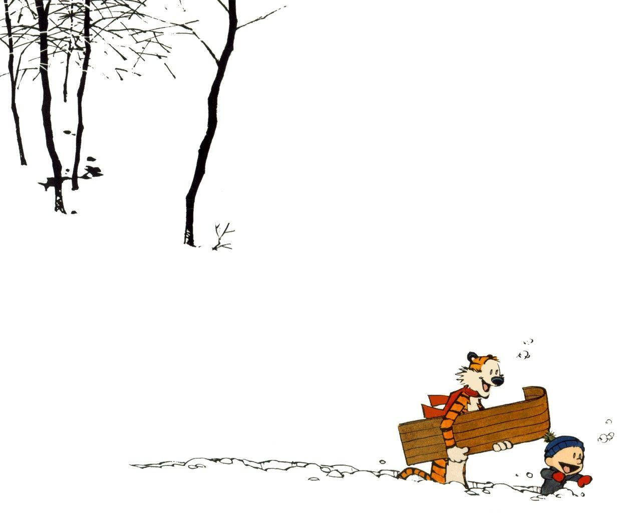 Calvin And Hobbes Fun At Snow Wallpaper