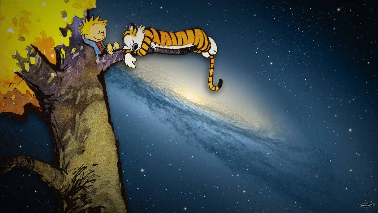 Calvin And Hobbes In The Tree Wallpaper