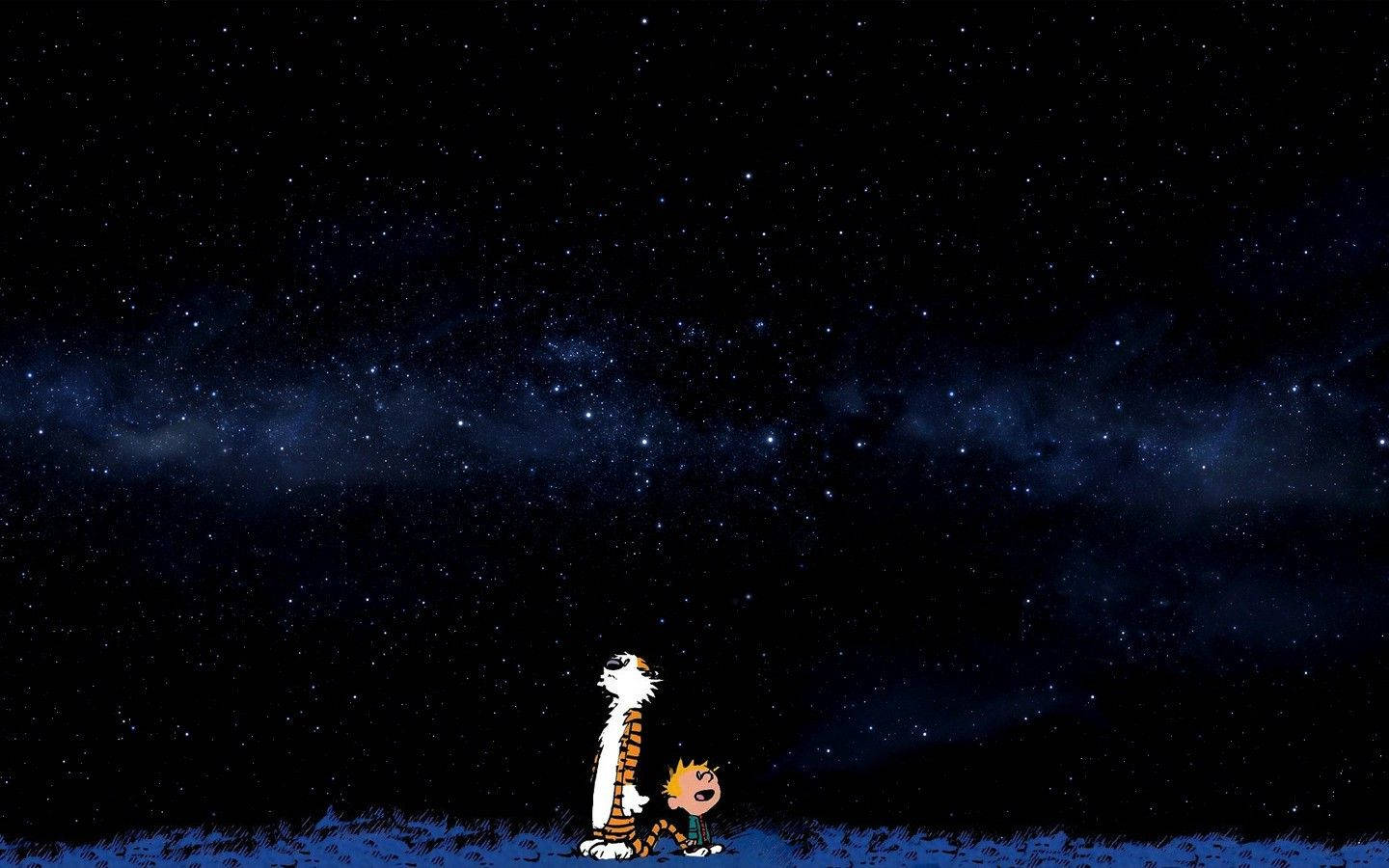 Calvin And Hobbes Under The Stars Wallpaper