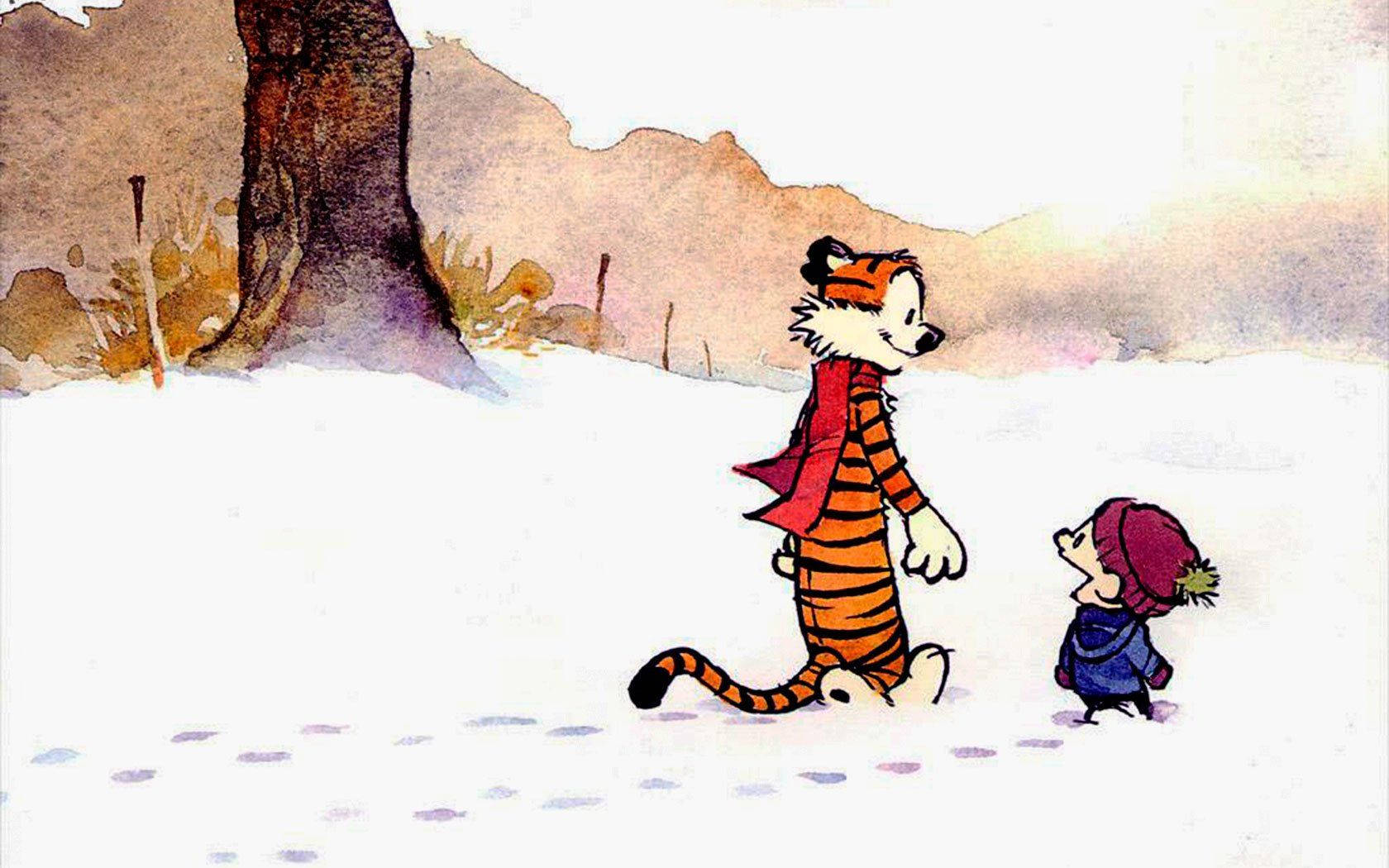 Calvin And Hobbes Winter Season Wallpaper