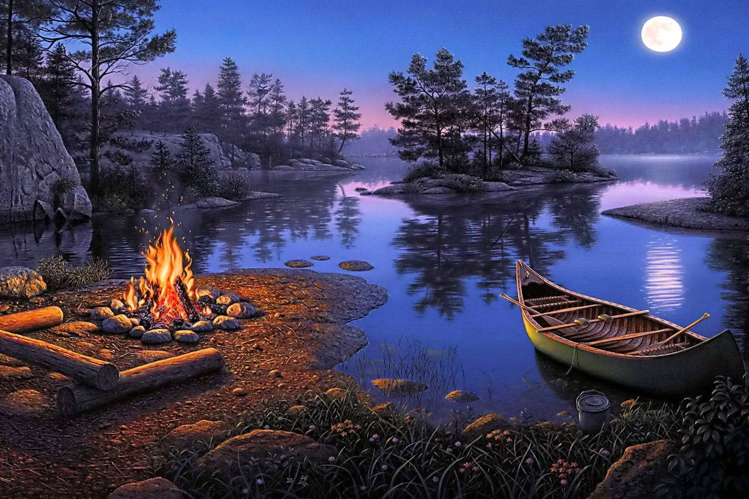 Camping At Lake Wallpaper