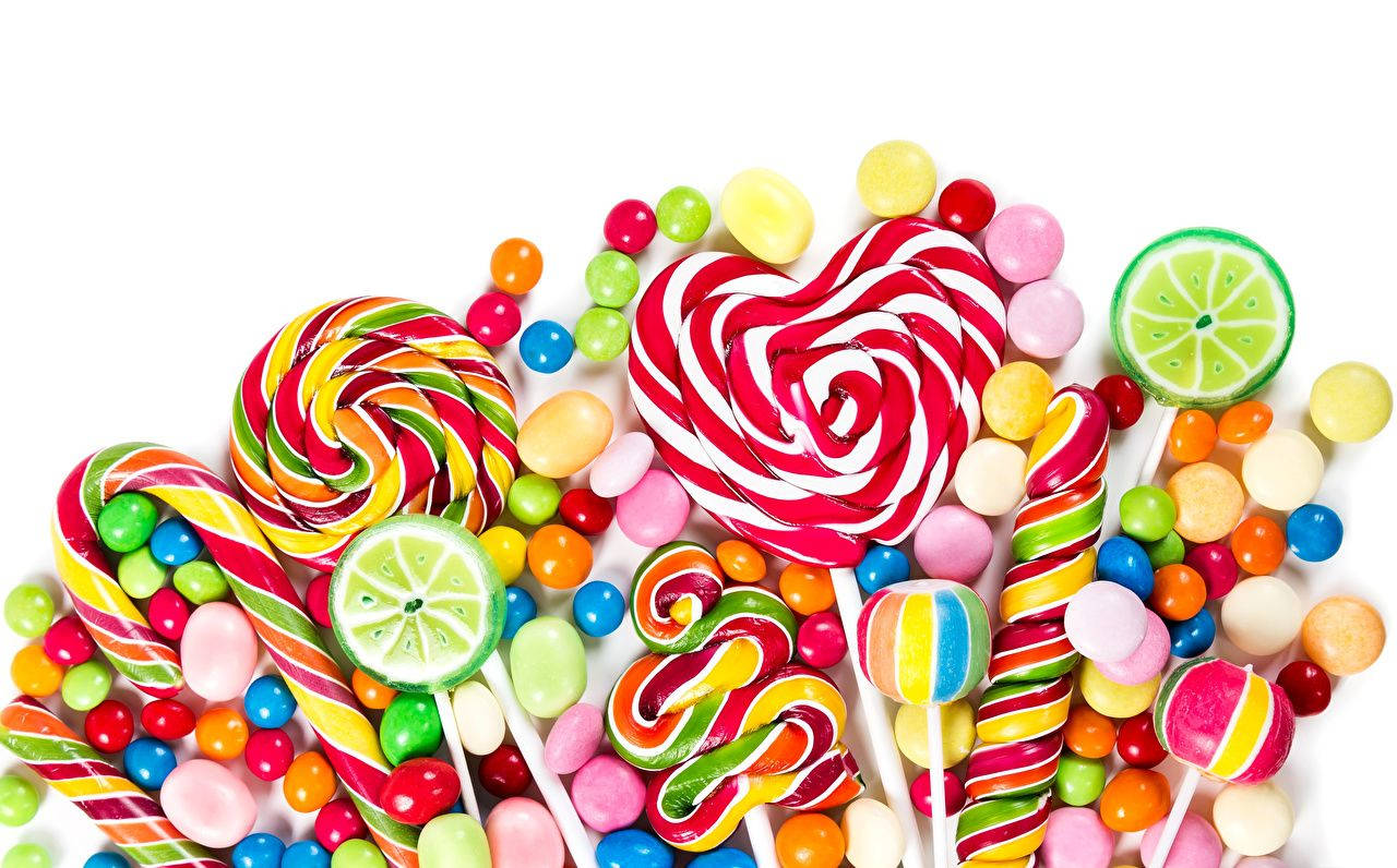 Candies On White Background Wallpaper