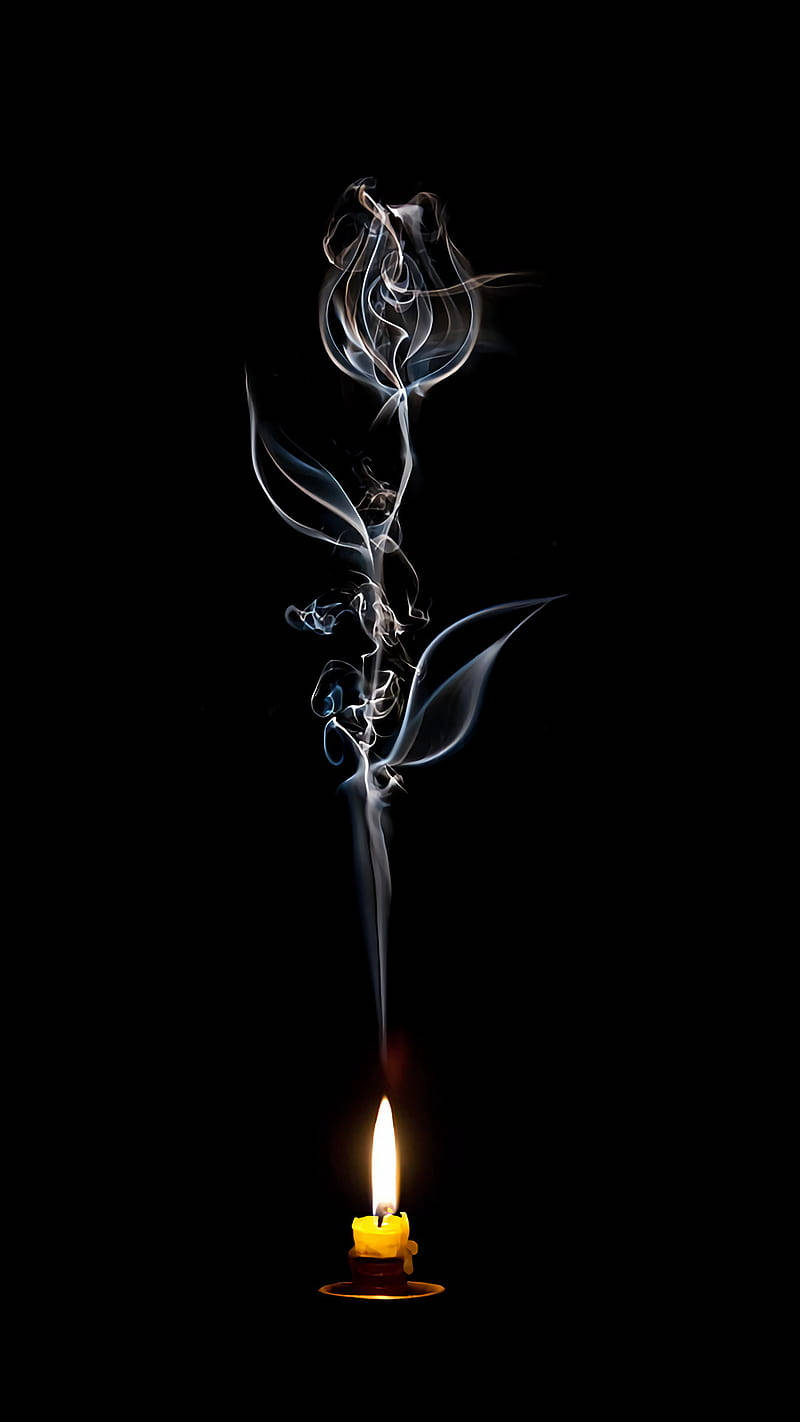 Candle And Flower Cool Black Background Wallpaper