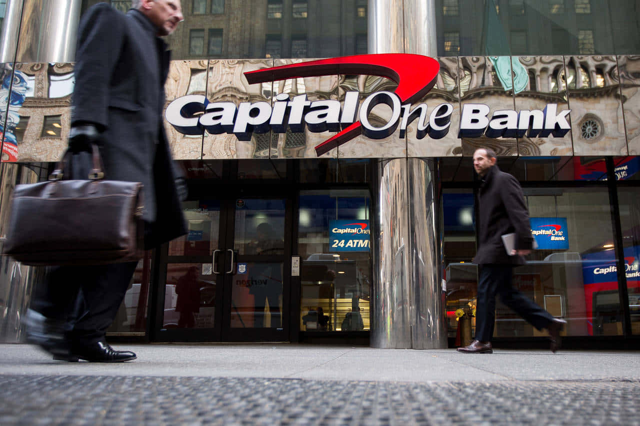 Capital One Bank In Bussiness District Wallpaper