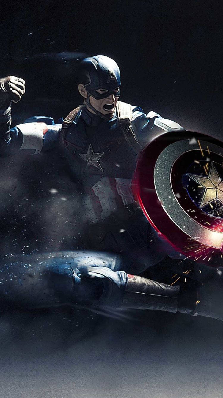 Captain America Mobile Fighting With Power Wallpaper