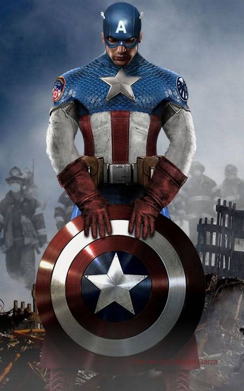 Captain America Mobile Holding Shield Wallpaper