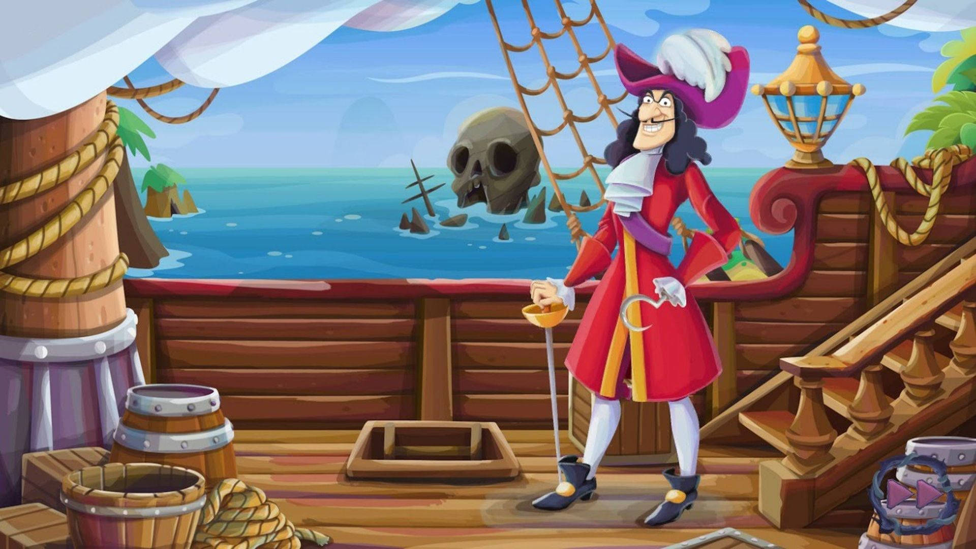 Download free Captain Hook In Pirate Boat Wallpaper 