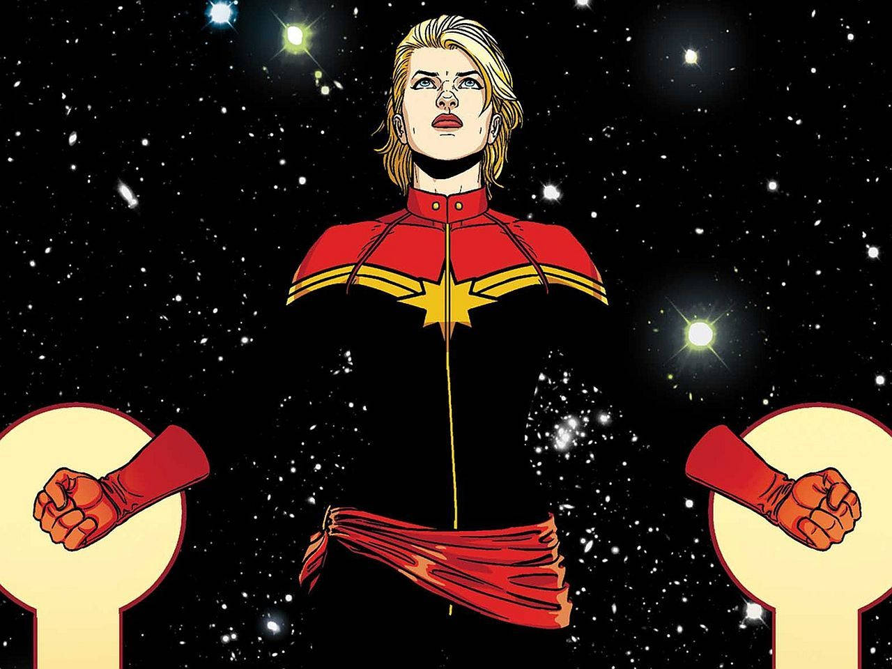 Captain Marvel In Black Costume Wallpaper