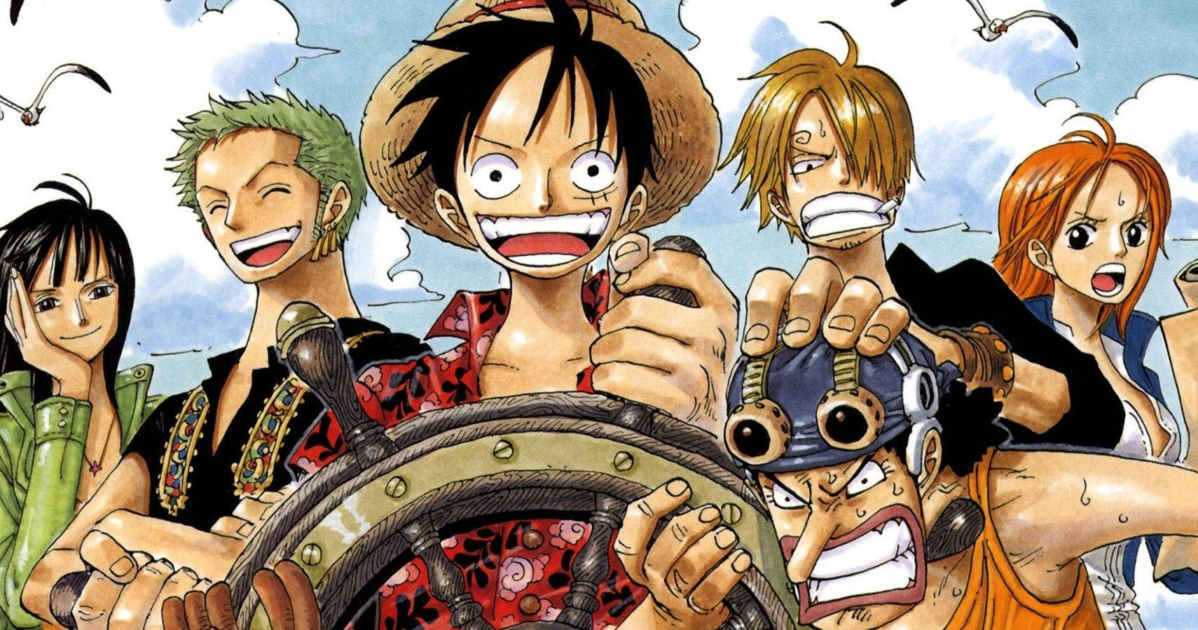Captain On The Wheel One Piece Wallpaper