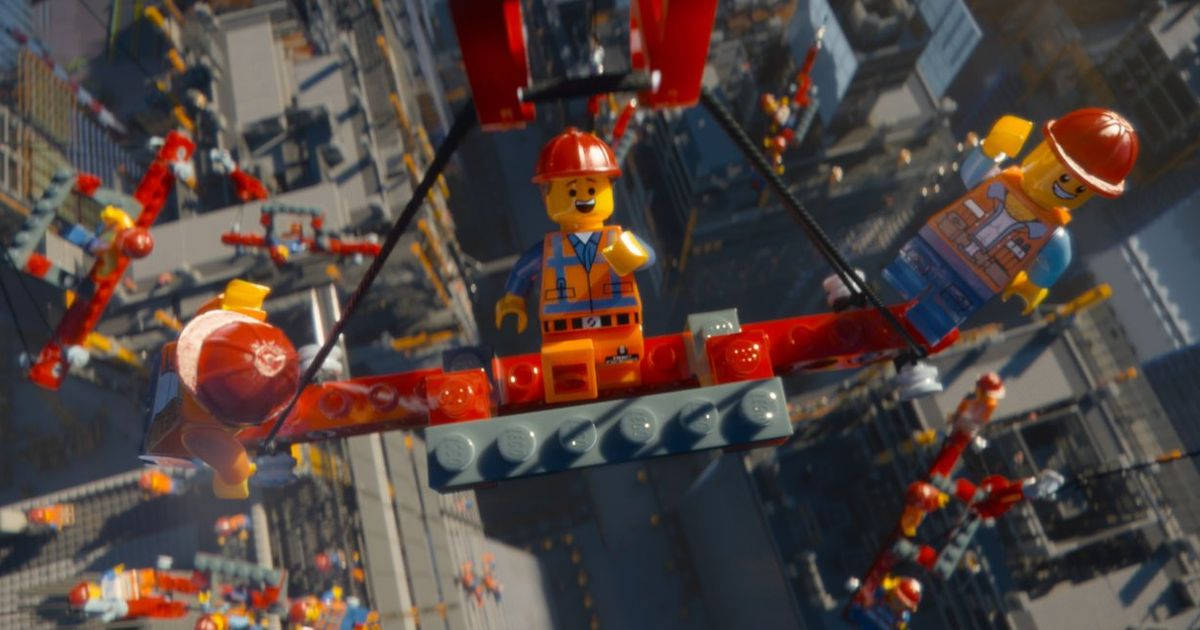 Caption: A Delightful Still From 'the Lego Movie' Construction Scene Wallpaper
