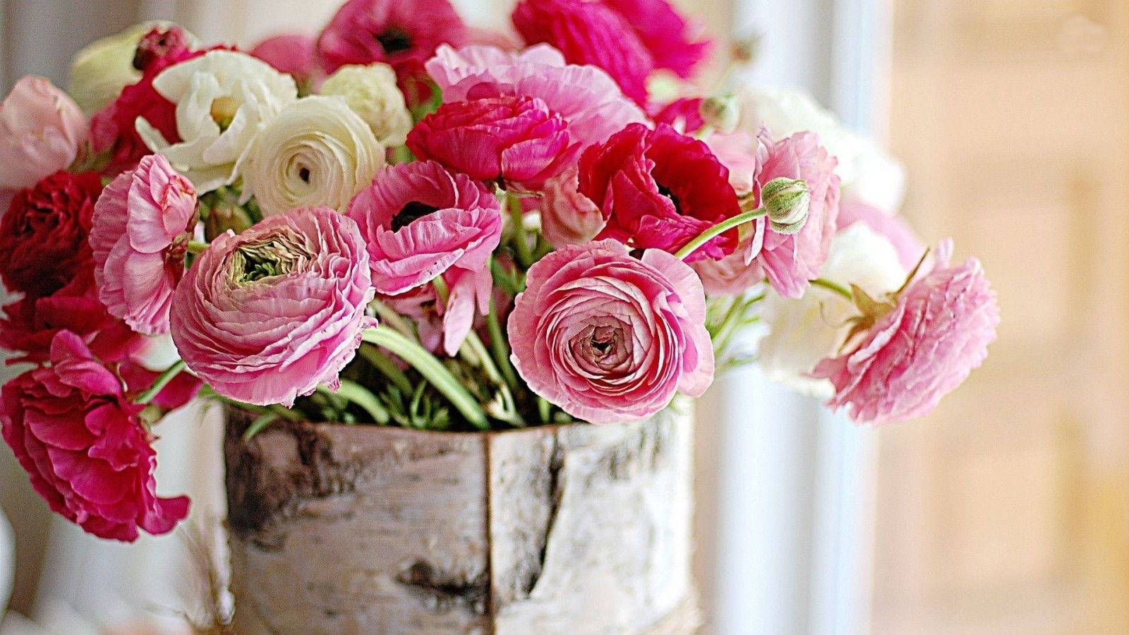 Caption: Captivating Bouquet Of Pink Roses In A Vintage Vase Wallpaper