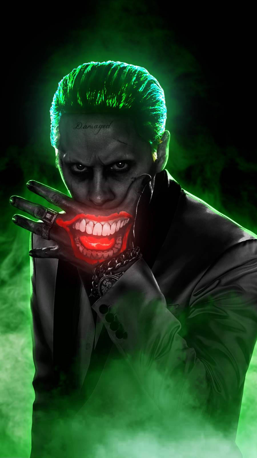 Caption: Captivating Green Joker Image For Iphone Wallpaper