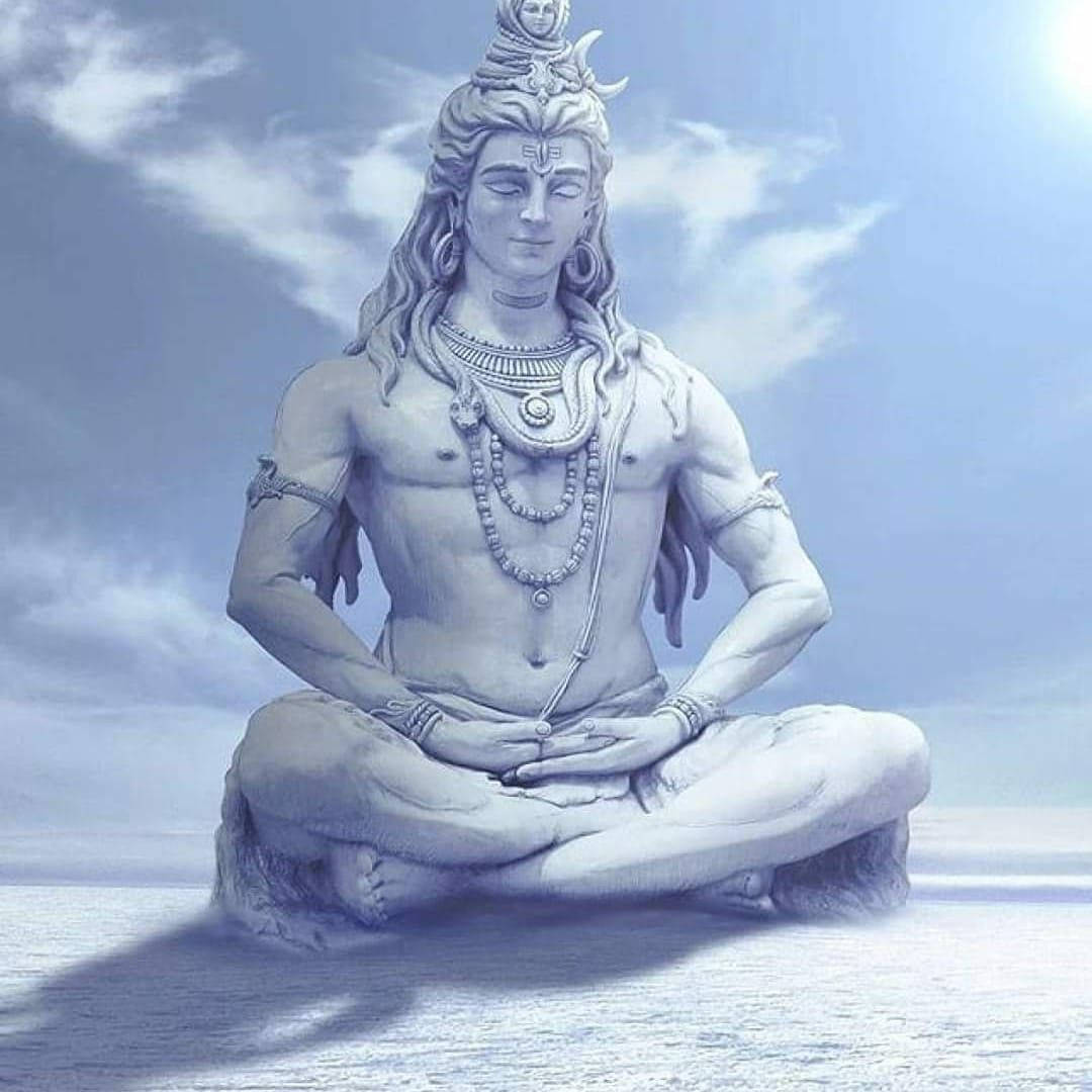 Caption: Divine Essence Of Bholenath: Spectacular Lord Shiva Statue Wallpaper