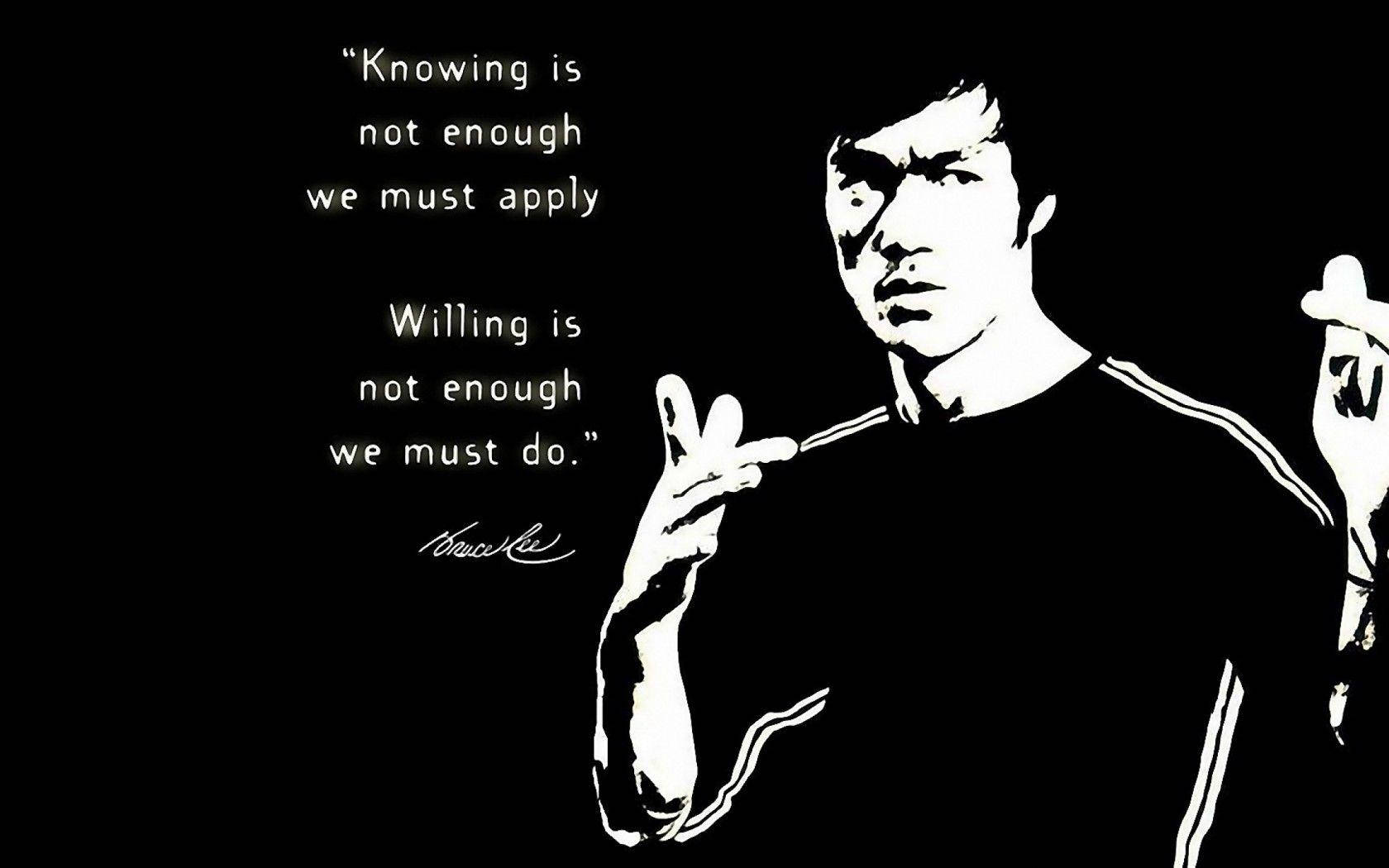 Caption: Embody Determination With Bruce Lee - Never Give Up Wallpaper