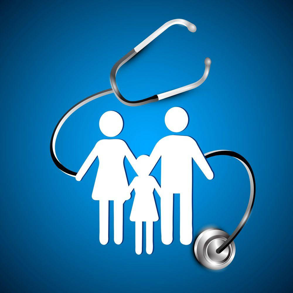 Caption: Family Healthcare Concept - Stethoscope And Family Symbol Wallpaper