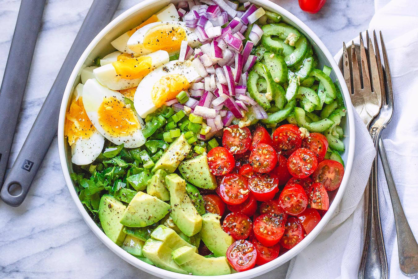 Caption: Fresh Egg Salad Bowl Wallpaper