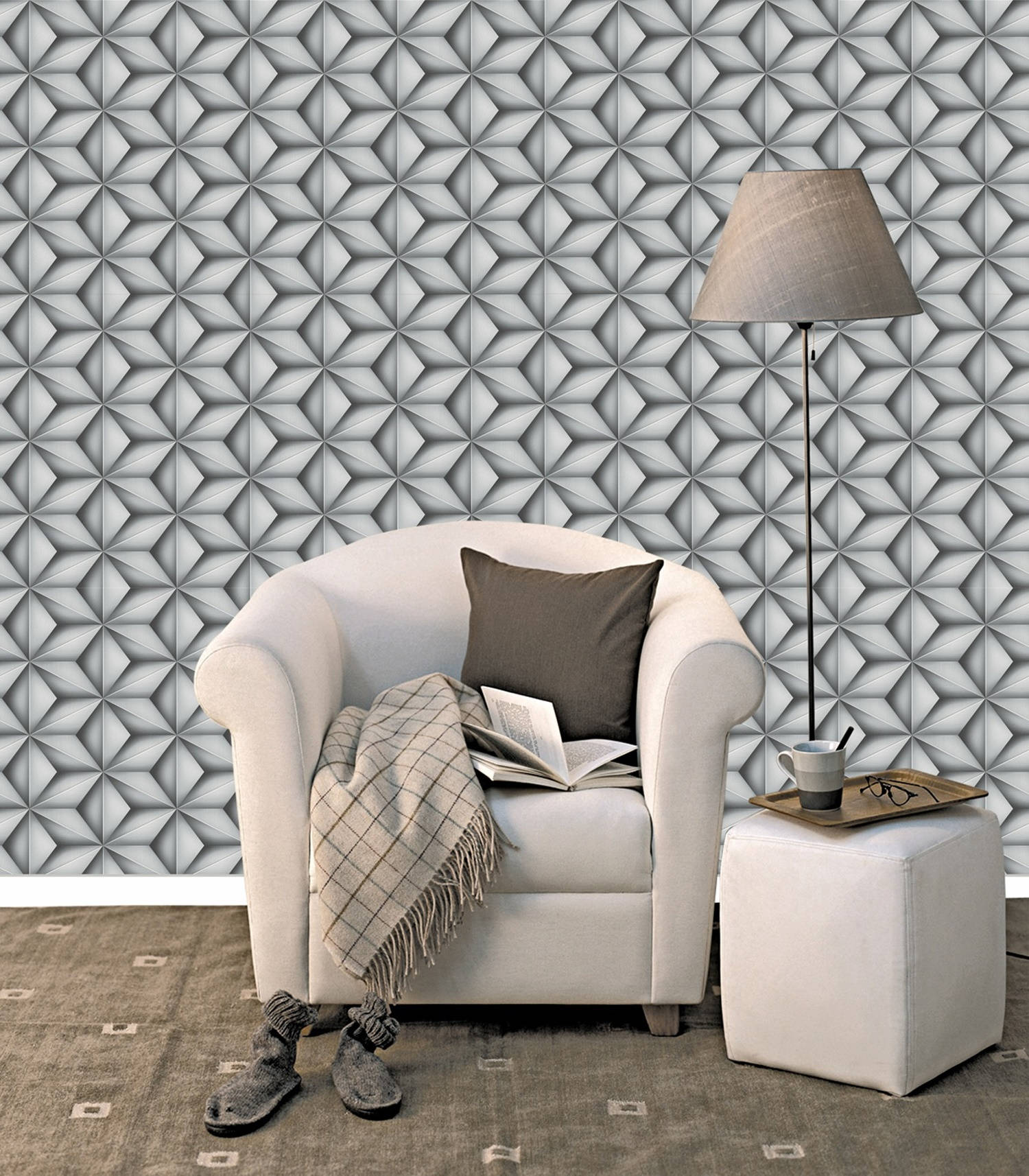 Caption: Futuristic Geometric Wall In Contemporary Modern Style Wallpaper