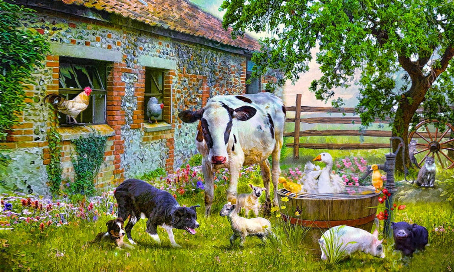 Caption: Joyous Gathering Of Farm Animals Wallpaper