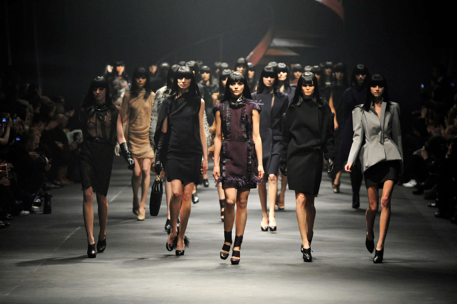 Caption: Lanvin Models Strutting The Runway At A Fashion Show Wallpaper