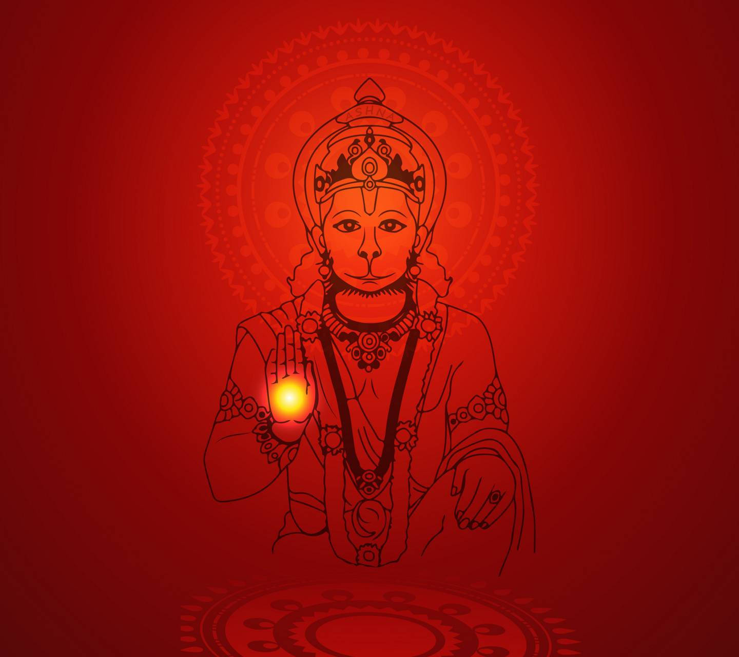 Caption: Majestic Art Of Jai Hanuman In Radiant Red Wallpaper