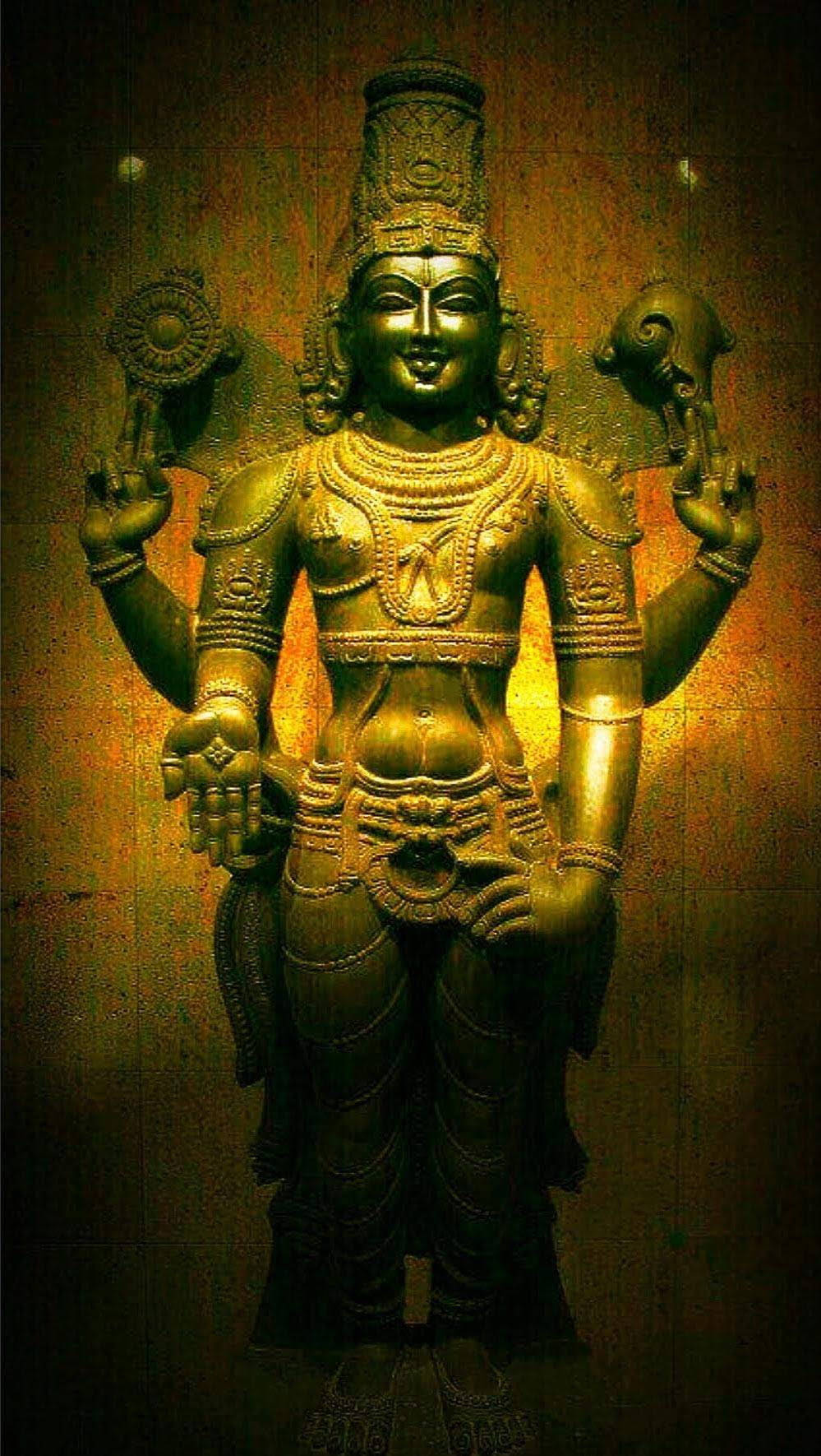 Caption: Majestic Stone Statue Of Venkateswara Swamy Wallpaper
