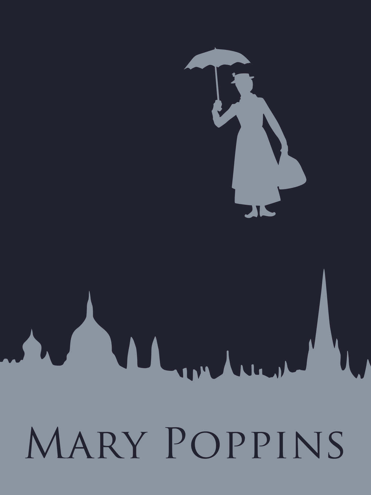 Caption: Mary Poppins Smiling With Her Magical Umbrella Wallpaper