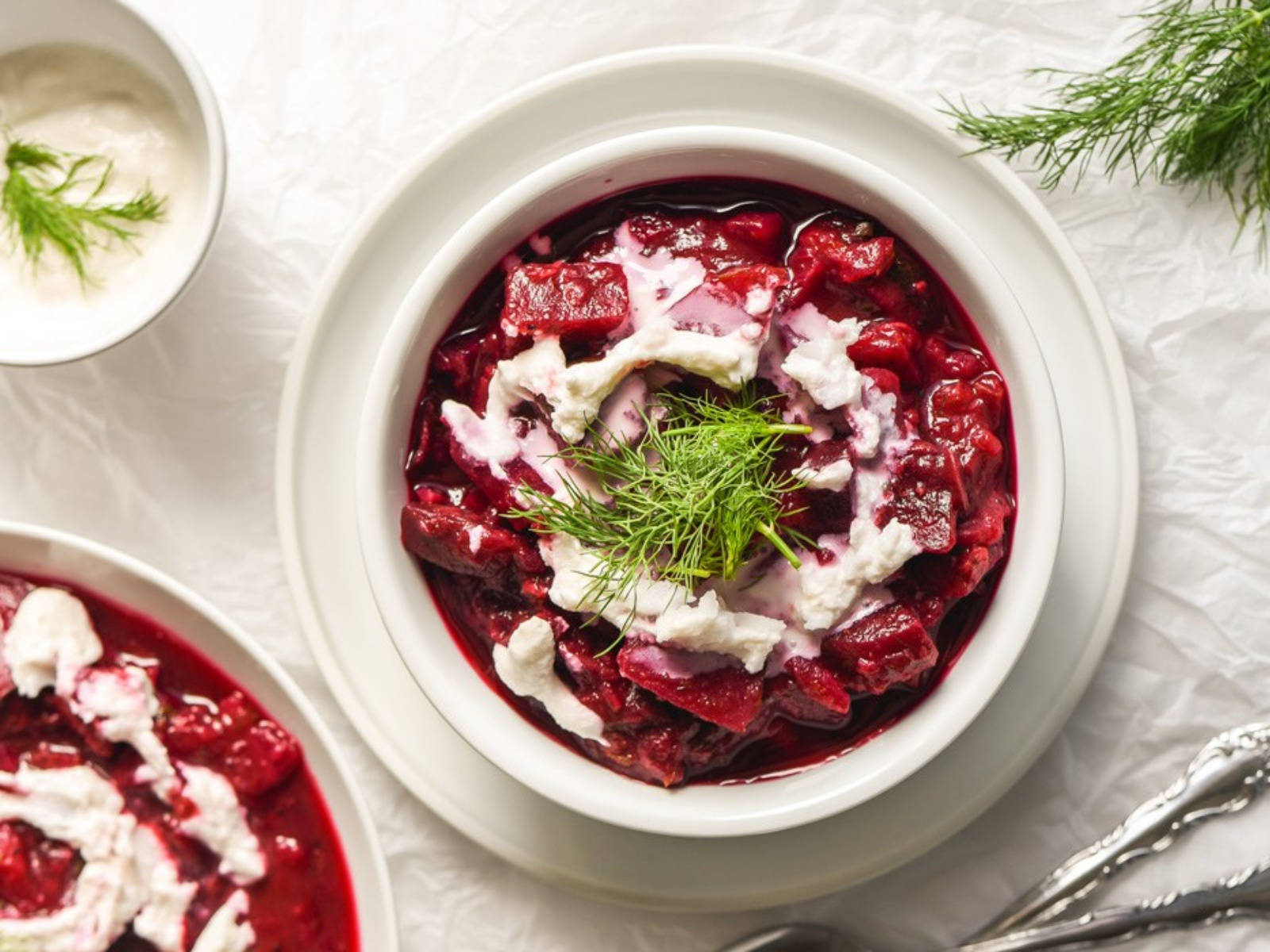 Caption: Savory Creamy Borscht In A Bowl Wallpaper