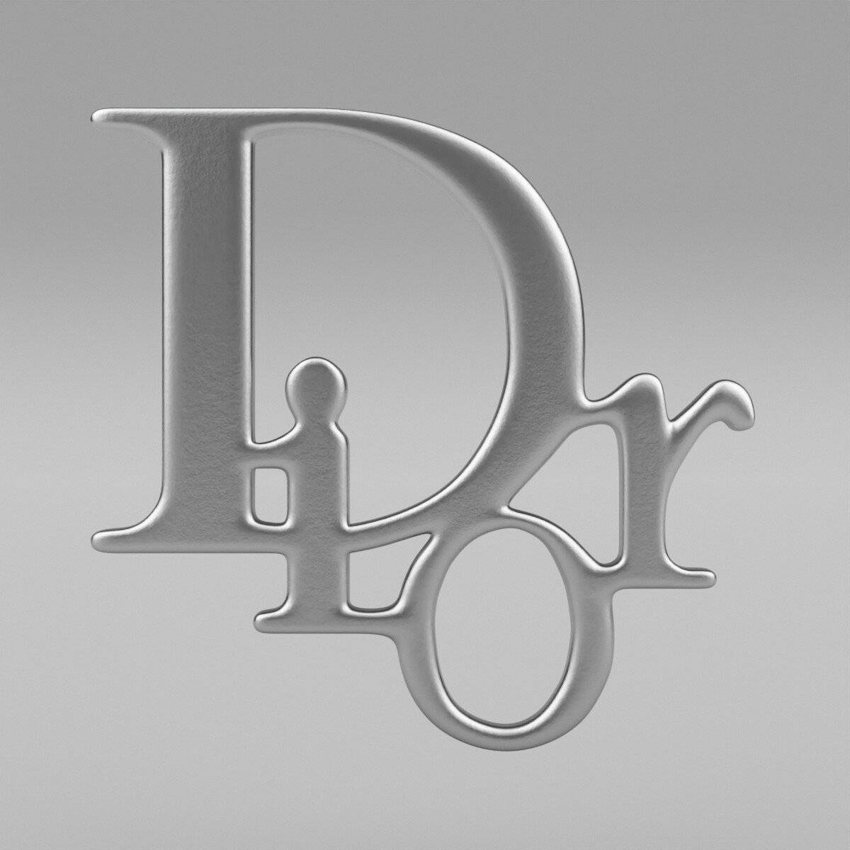Caption: Sparkling Silver Dior Designer Logo Wallpaper