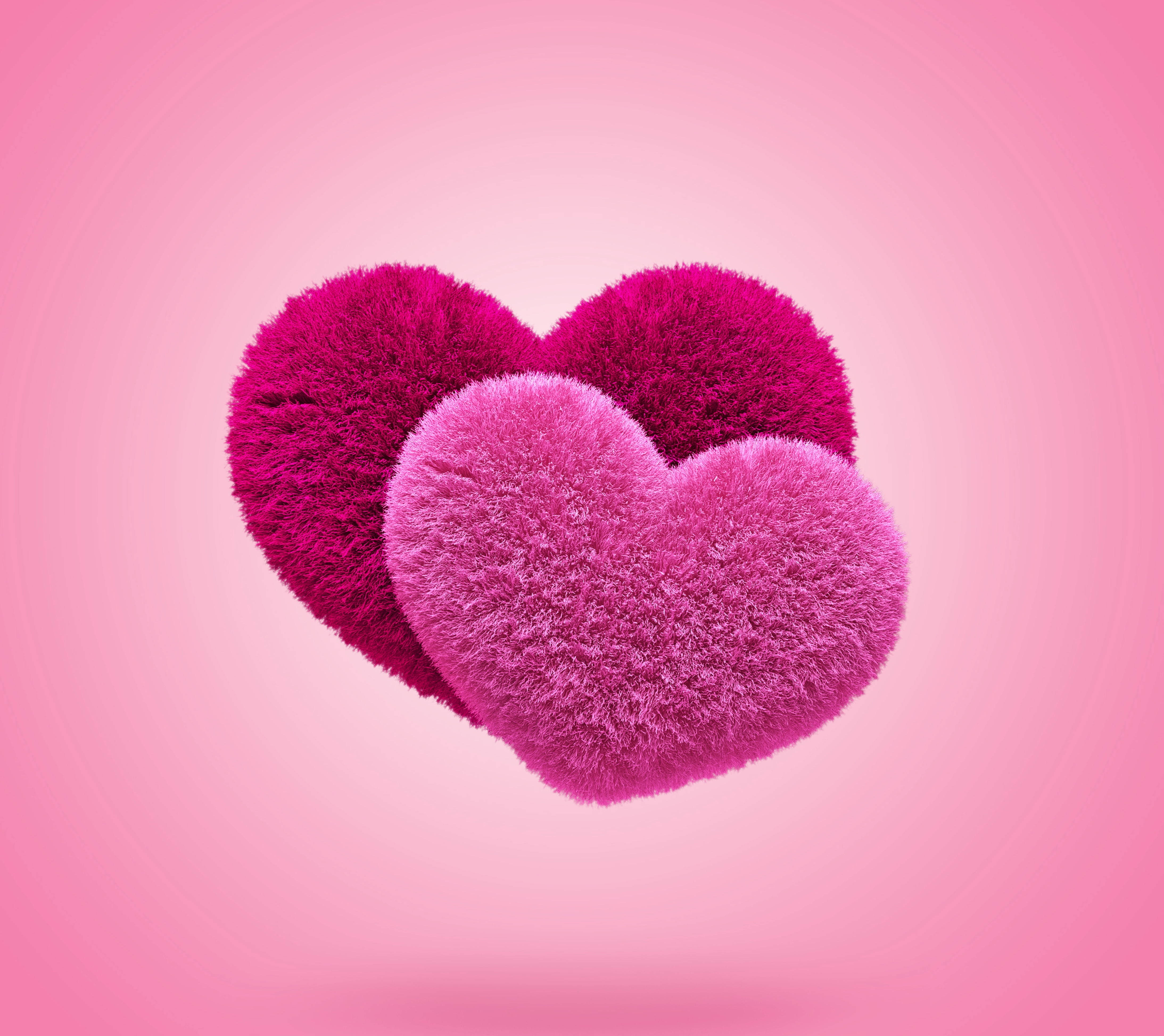 Caption: Spectacular 3d Rendered Pink Hearts On An Android Phone Screen - Love In Technology Wallpaper