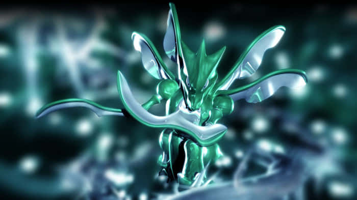 Caption: Striking Pose Of Scyther - Pokemon In Nature Wallpaper