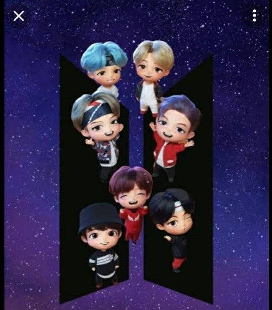 Caption: Tinytan Bts Shining Brightly Against The Starry Blue Background Wallpaper