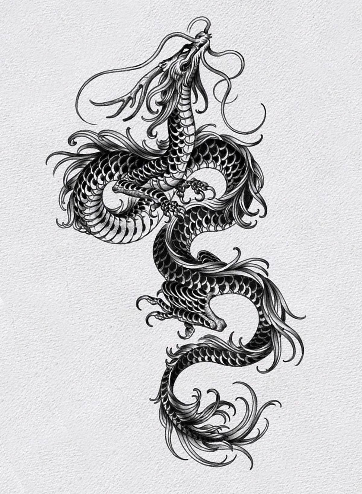 Caption: Unleashing Fury, The Elegance Of A Japanese Dragon Tattoo Wallpaper