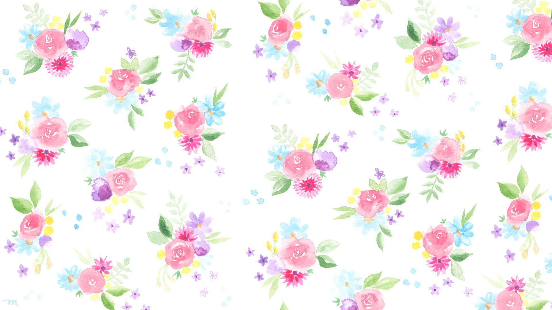Caption: Vibrant Watercolor Floral Desktop Wallpaper Wallpaper