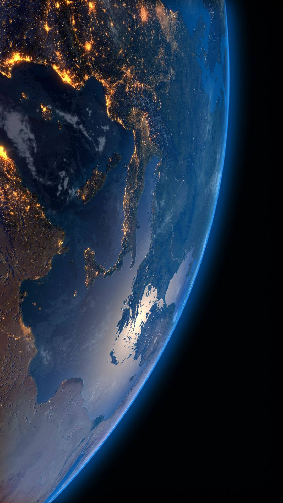 Caption: Vivid Yellow Lights Illuminating Earth From Space - Iphone 6 Wallpaper Wallpaper