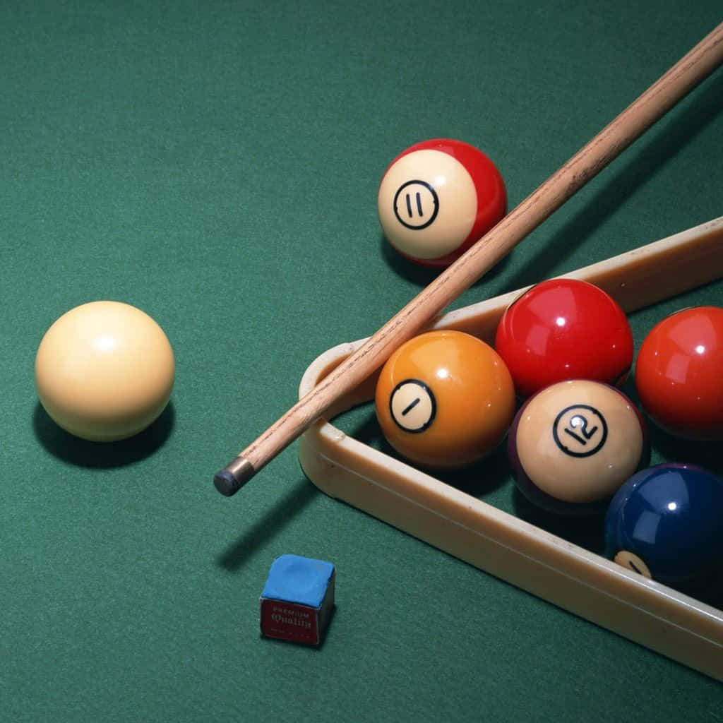 Captivating Close-up Of Cue Ball On A Pool Table Wallpaper