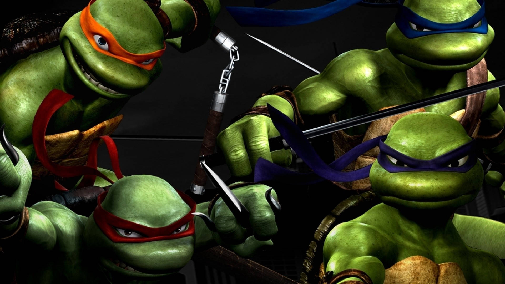 Captivating Ninja Turtle Warriors In Attack Mode Wallpaper