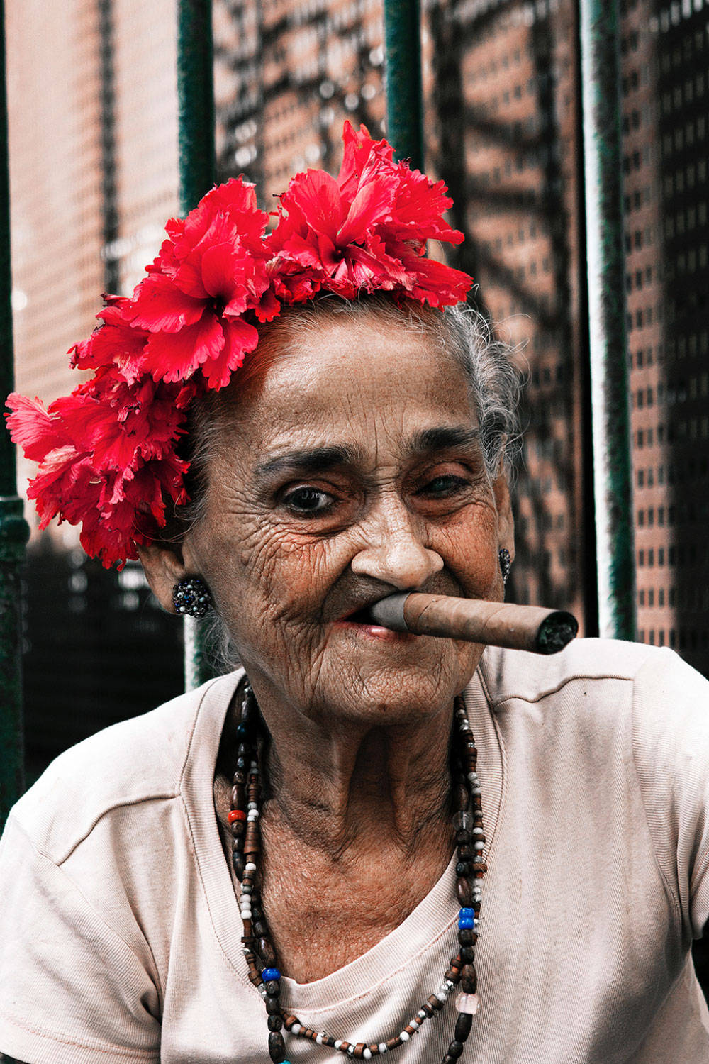 Captivating Portrait Of Elderly Woman Smoking Wallpaper