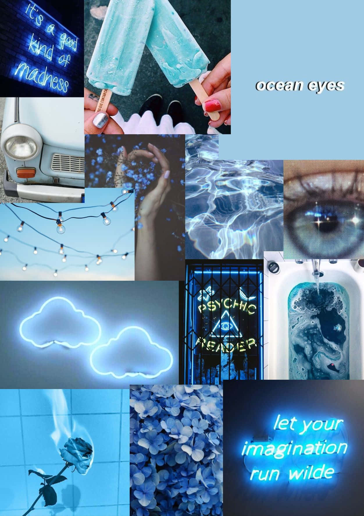 Capture Your Memories In This Beautiful Blue Collage! Wallpaper