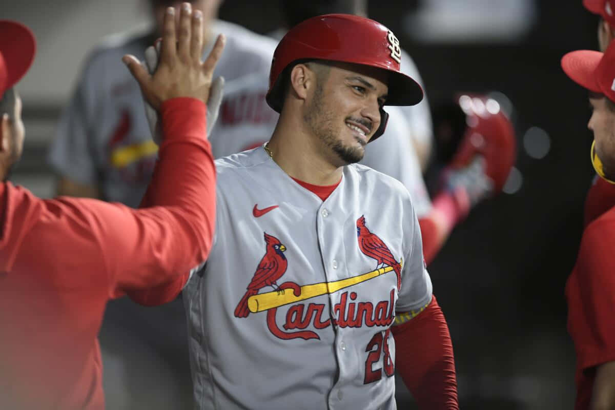 Cardinals Player Celebratingwith Teammates Wallpaper