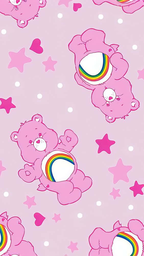 Care Bears Pink And White Pattern Wallpaper
