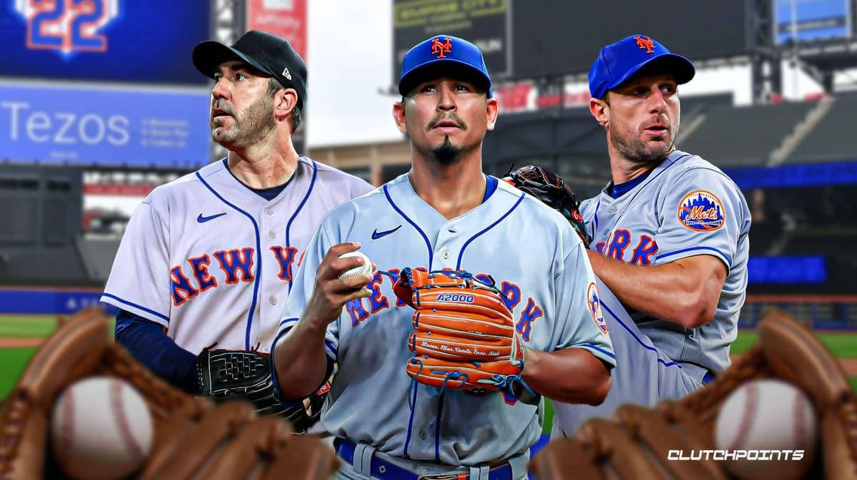 Carlos Carrasco With Pete Alonso And Max Scherzer Wallpaper