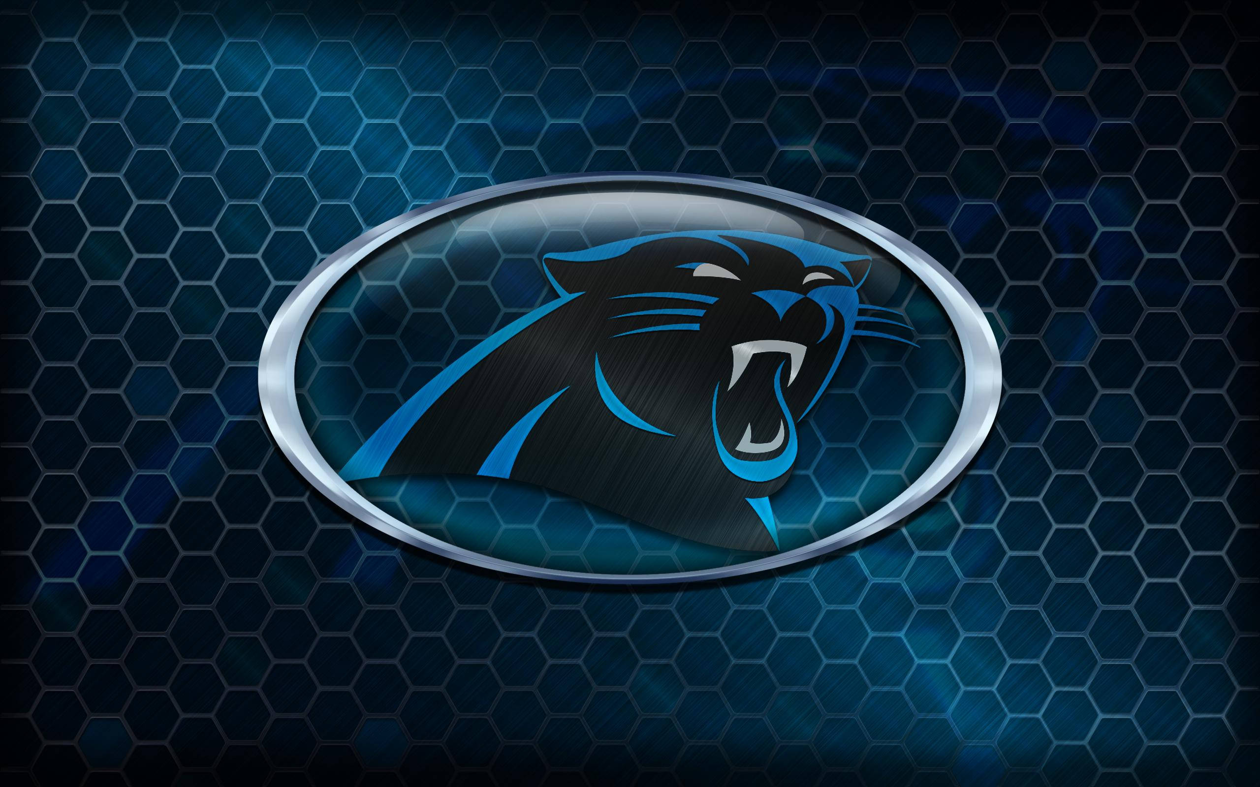 Carolina Panthers Logo On Honeycomb Wallpaper