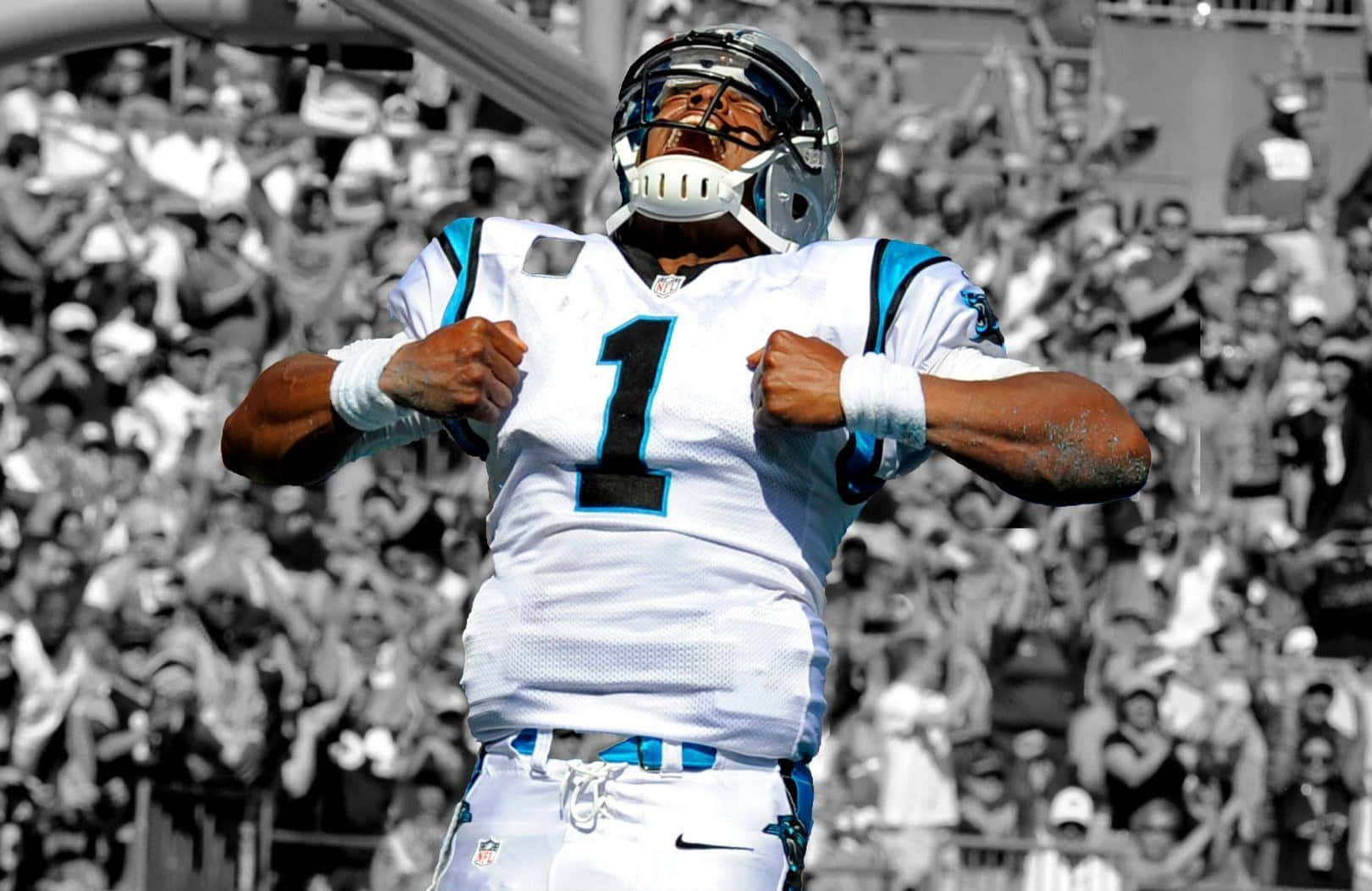 Carolina Panthers Quarterback Cam Newton Celebrating A Touchdown Wallpaper