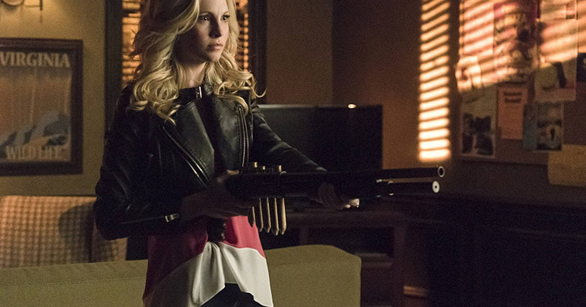 Caroline Forbes With Shot Gun Wallpaper