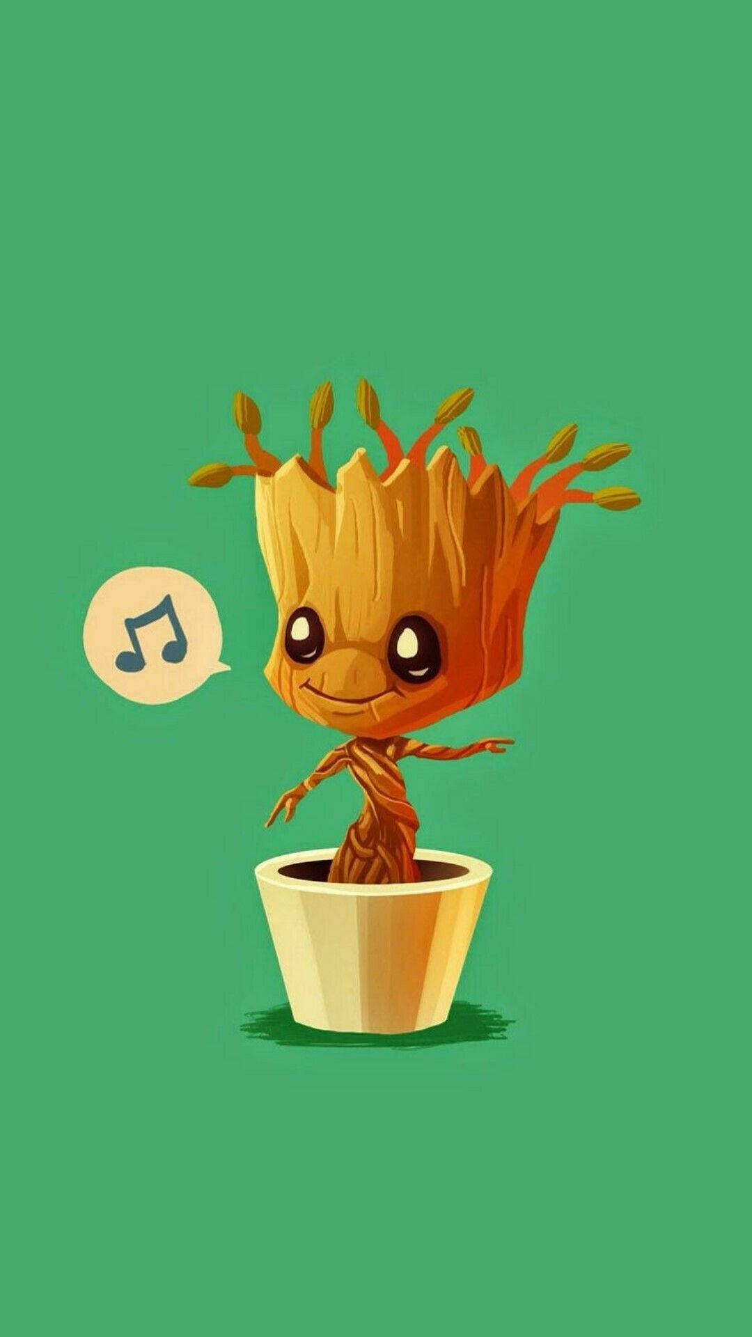 Cartoon Baby Groot Humming Wallpaper