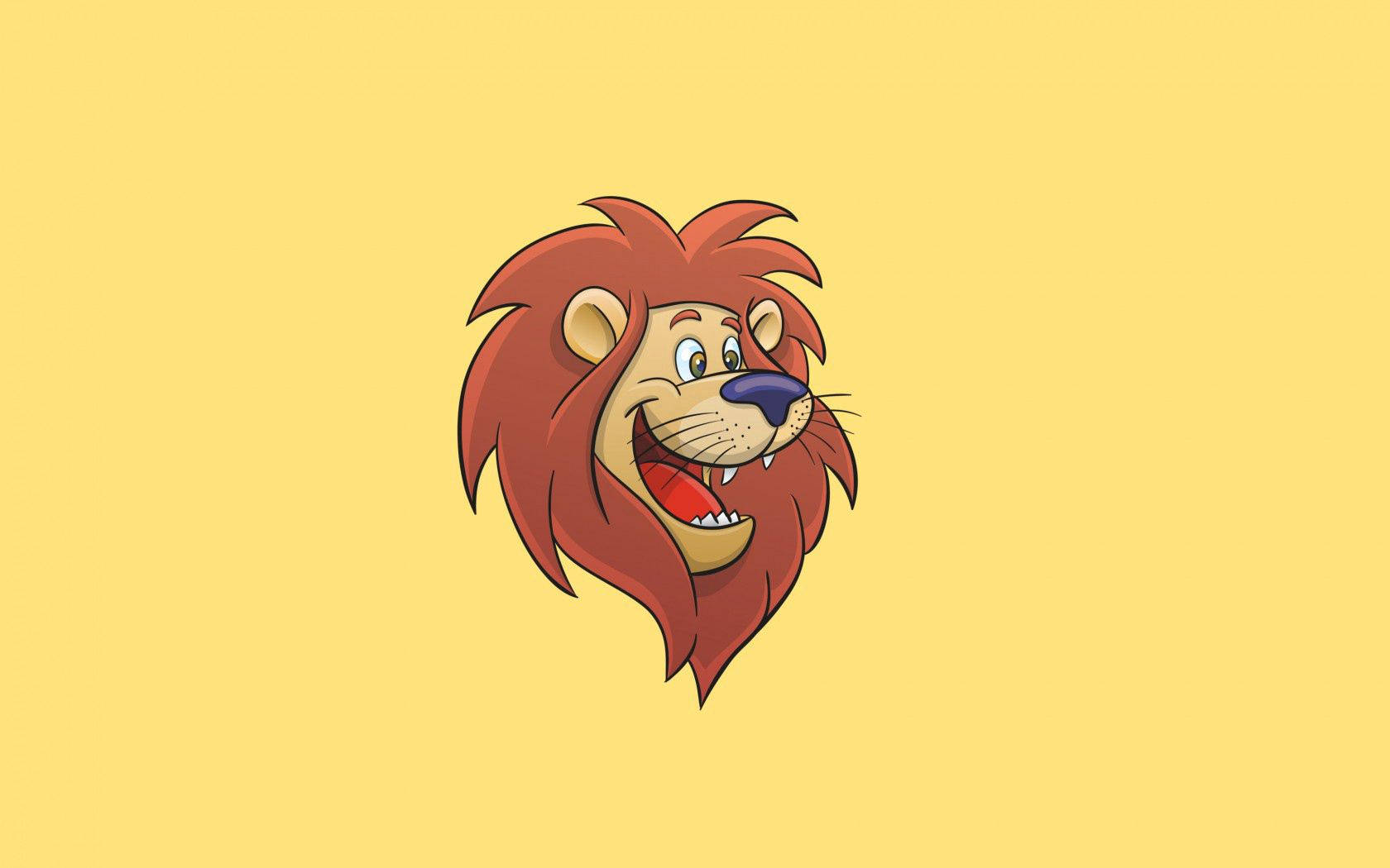 Cartoon Illustration Of A Smiling Lion Wallpaper