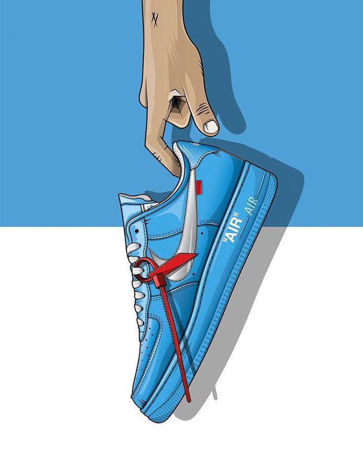 Cartoon Jordan Shoes Air Off-white Blue Wallpaper