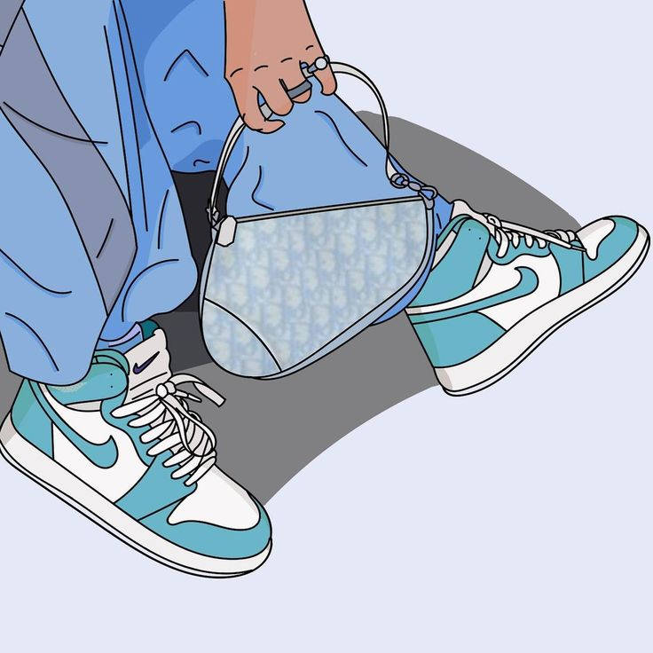Cartoon Jordan Shoes Person Wearing A Unc Wallpaper